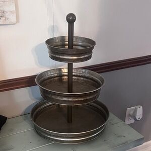Metal 3-Tier Serving Stand - Rustic Gray